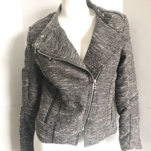 H&M Marled Metallic Tweed Moto Jacket